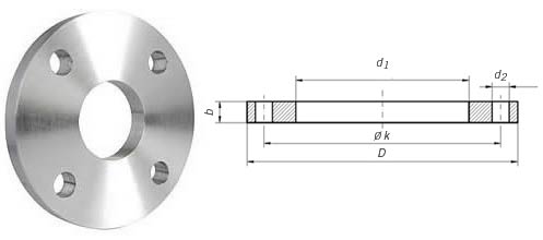 Dimensions & Approximate Masses of DIN 2573 PN6 Flange