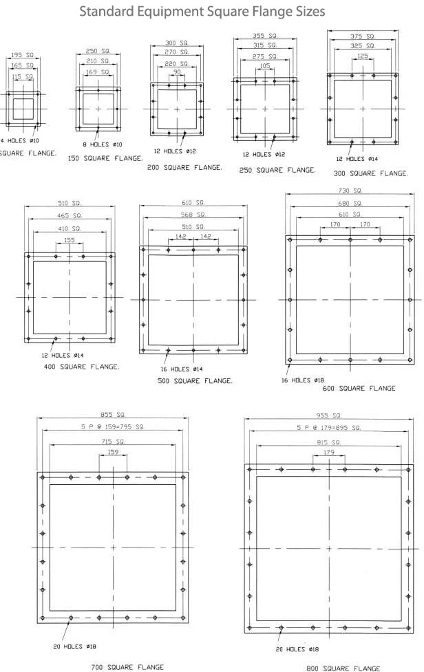 Standard Equipment Square Flange Sizes